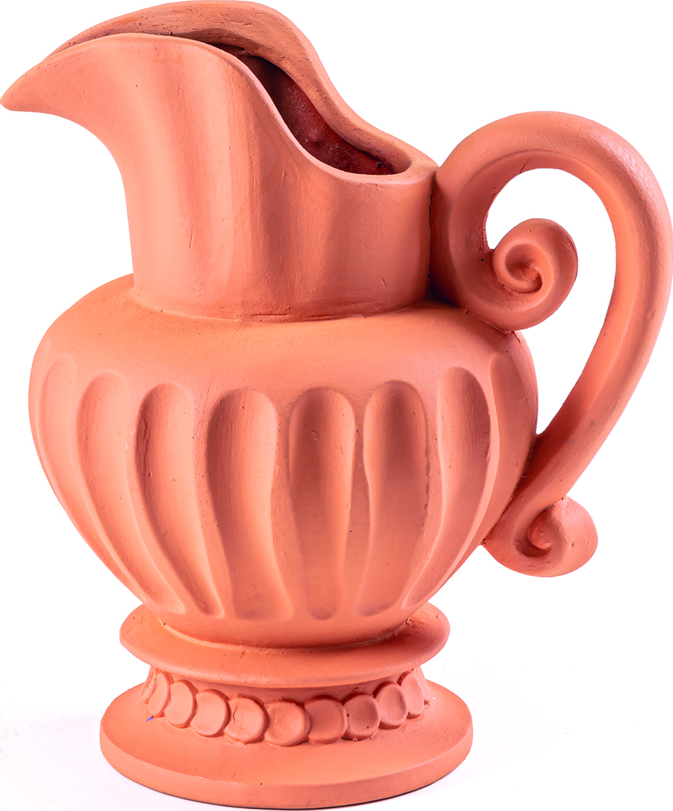 Magna Graecia Caraffa Dekorative Vase orangefarben aus Terrakotta