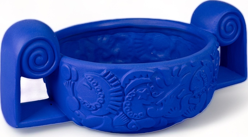 Magna Graecia Centrotavola Coupe décorative, 31 cm, bleue, en terre cuite