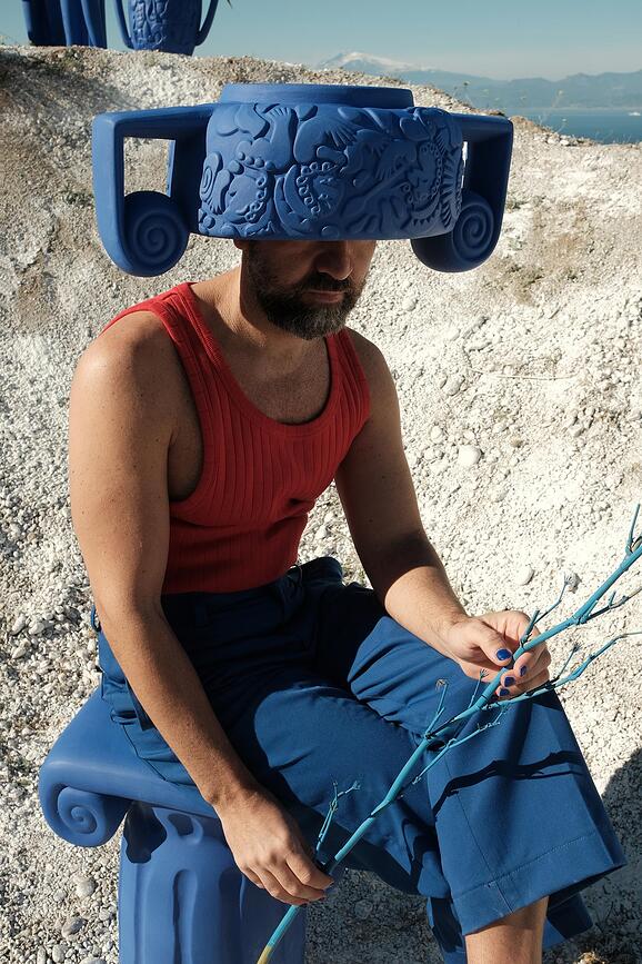 Magna Graecia Centrotavola Dekorativna posoda, 31 cm, modra, terakota