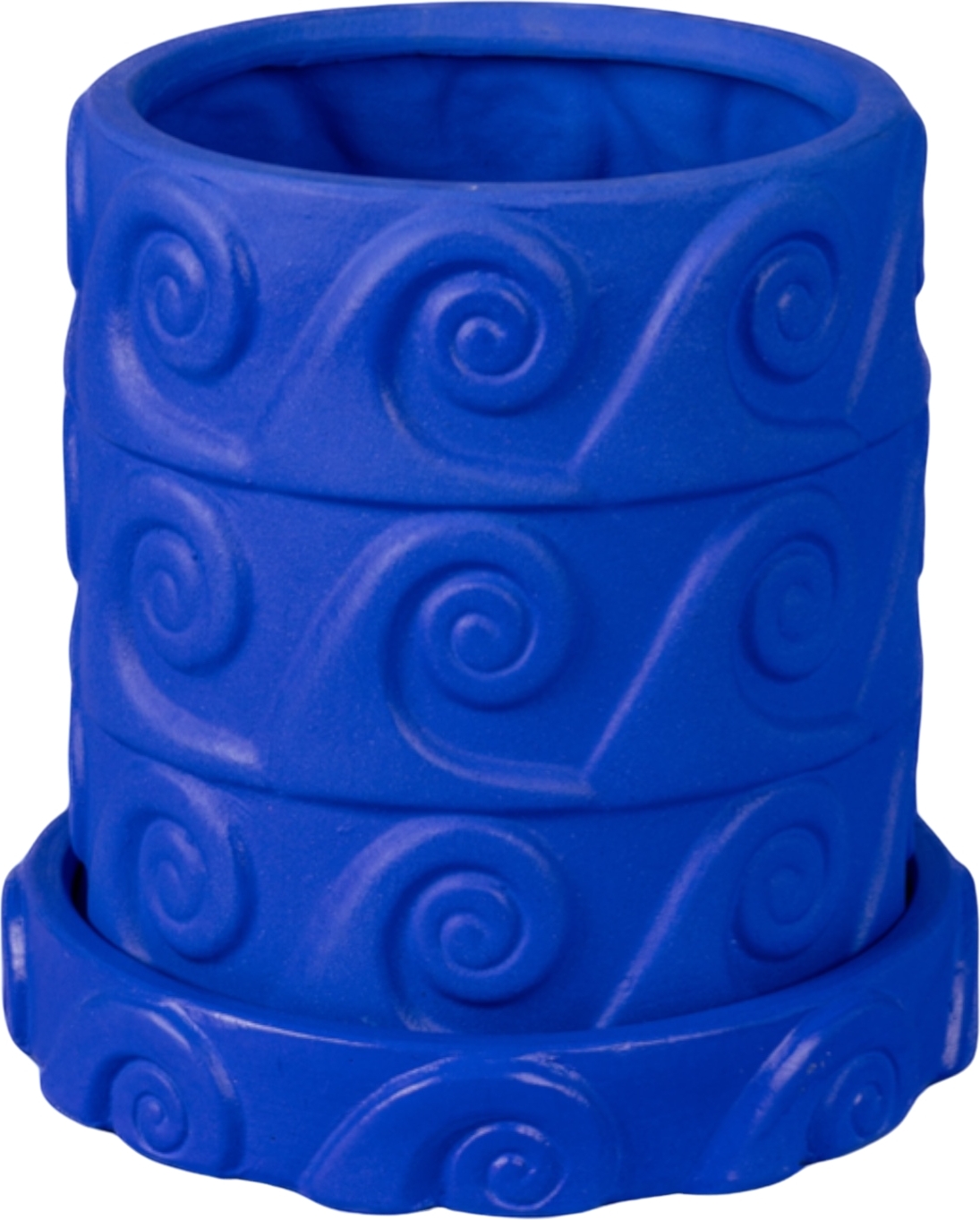 Magna Graecia Onda Blumentopf 23,5 cm blau aus Terrakotta mit Untersetzer