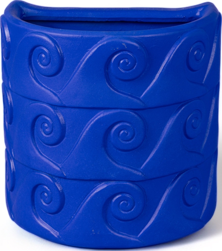 Magna Graecia Onde Pot de Fleurs Mural, en terre cuite, bleu