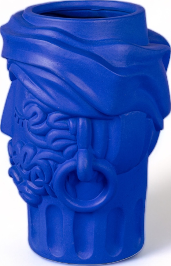 Magna Graecia Man Vase décoratif, 32 cm, bleu, en terre cuite