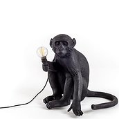 Monkey Table lamp black sitting