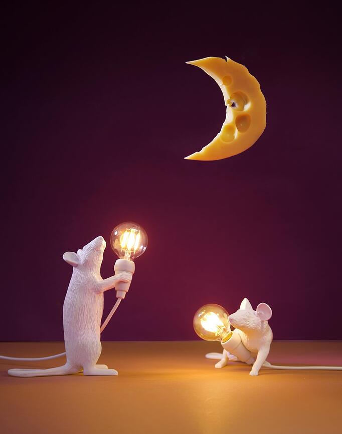 Mouse Φωτιστικό καθιστό, λευκό, με θύρα USB