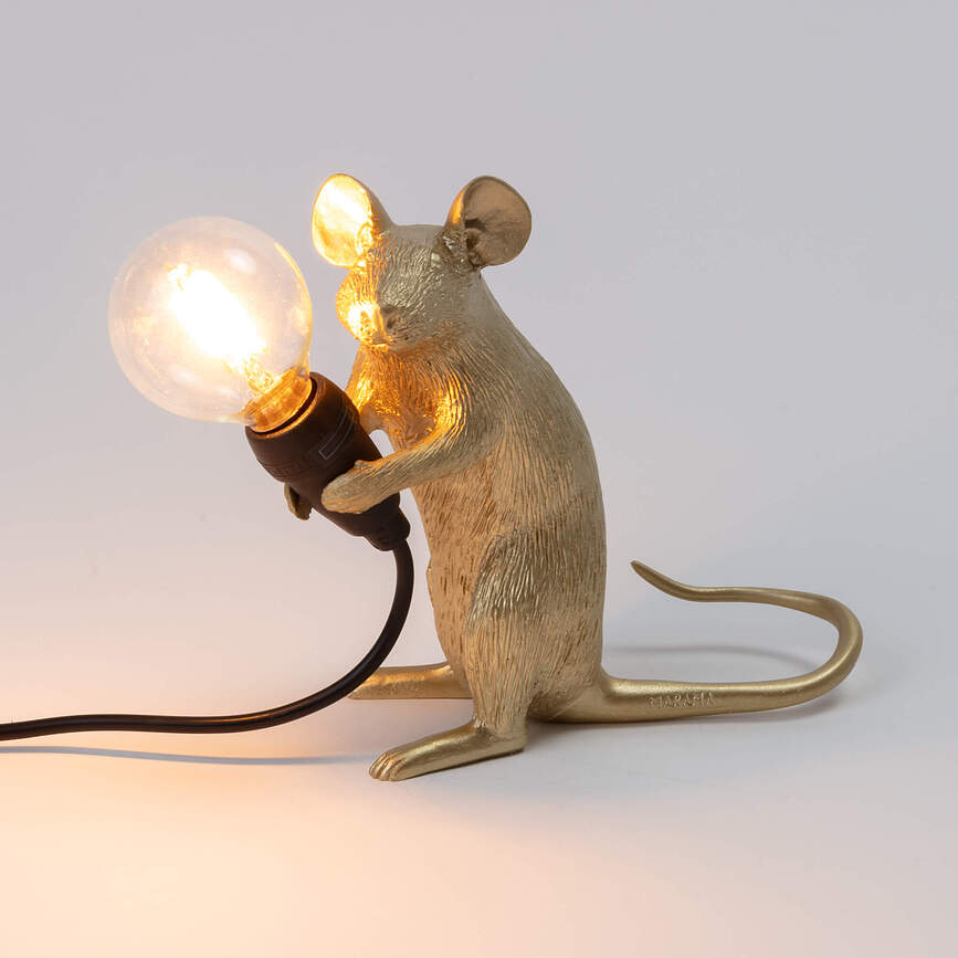 Mouse Lampa ležeća zlatna s USB priključkom