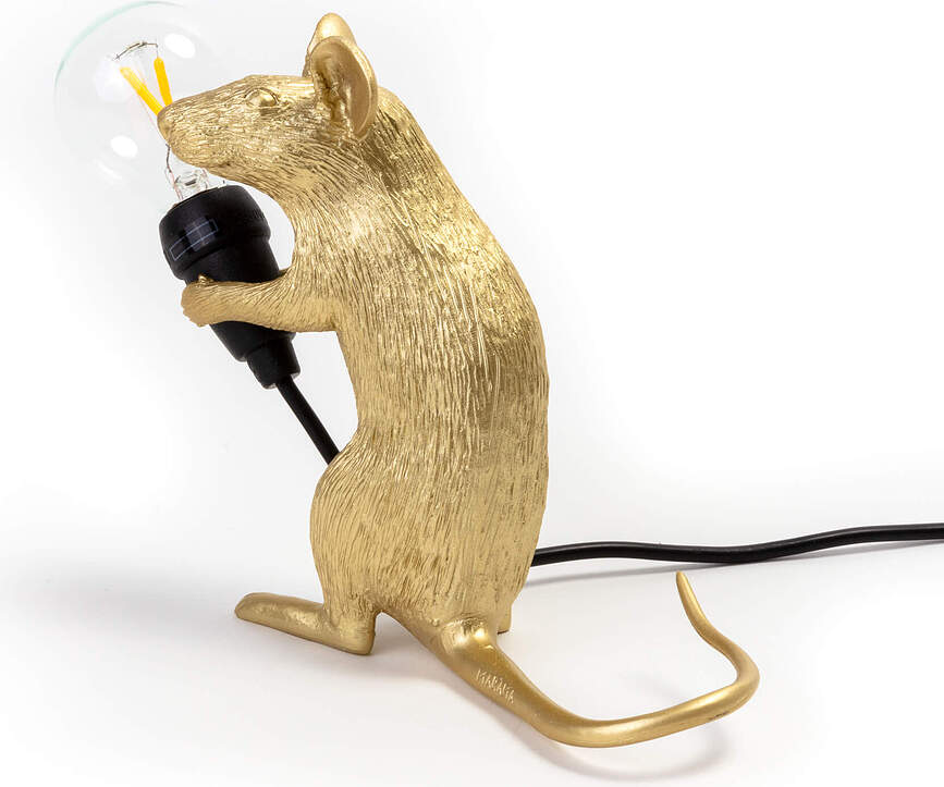 Mouse Lampa ležeća zlatna s USB priključkom