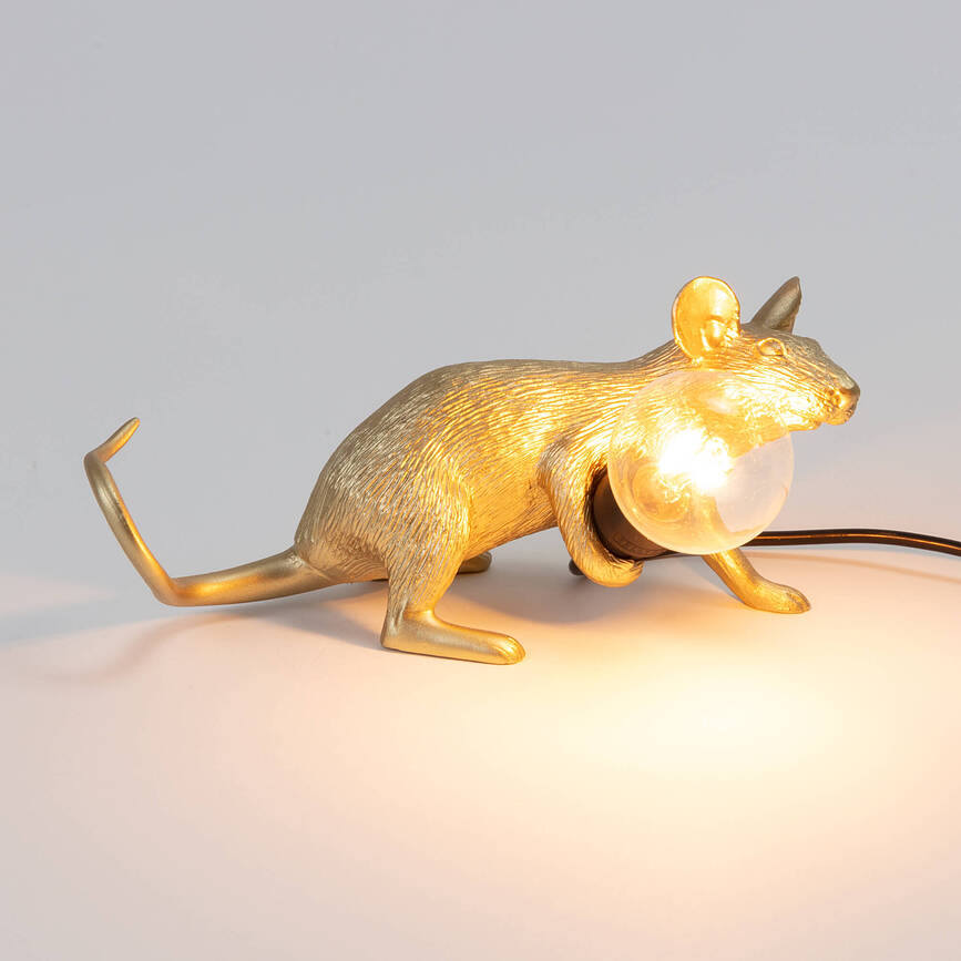 Mouse Lampe à poser avec port USB, dorée