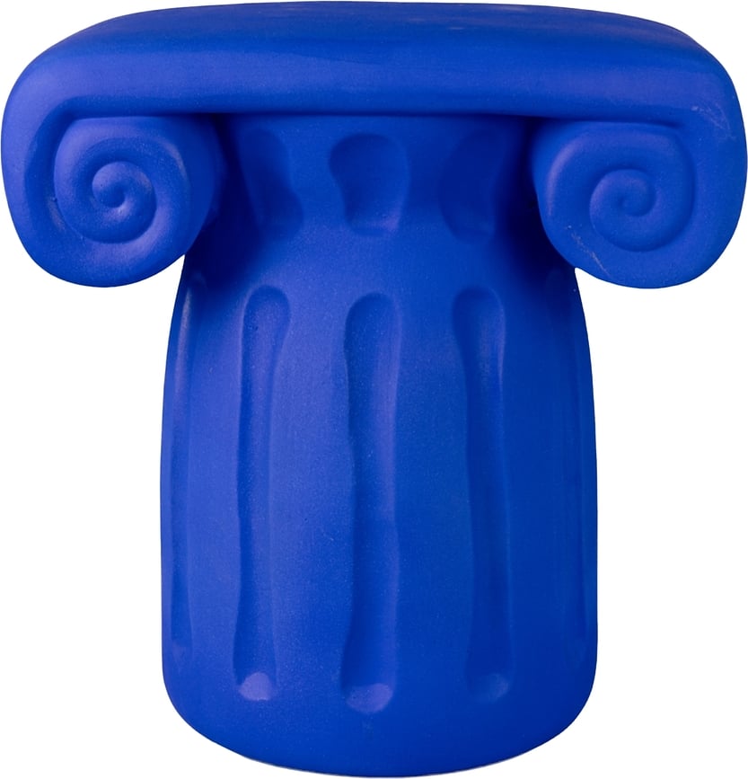 Pedestal de terracota Magna Graecia Capitel, 45 cm, azul