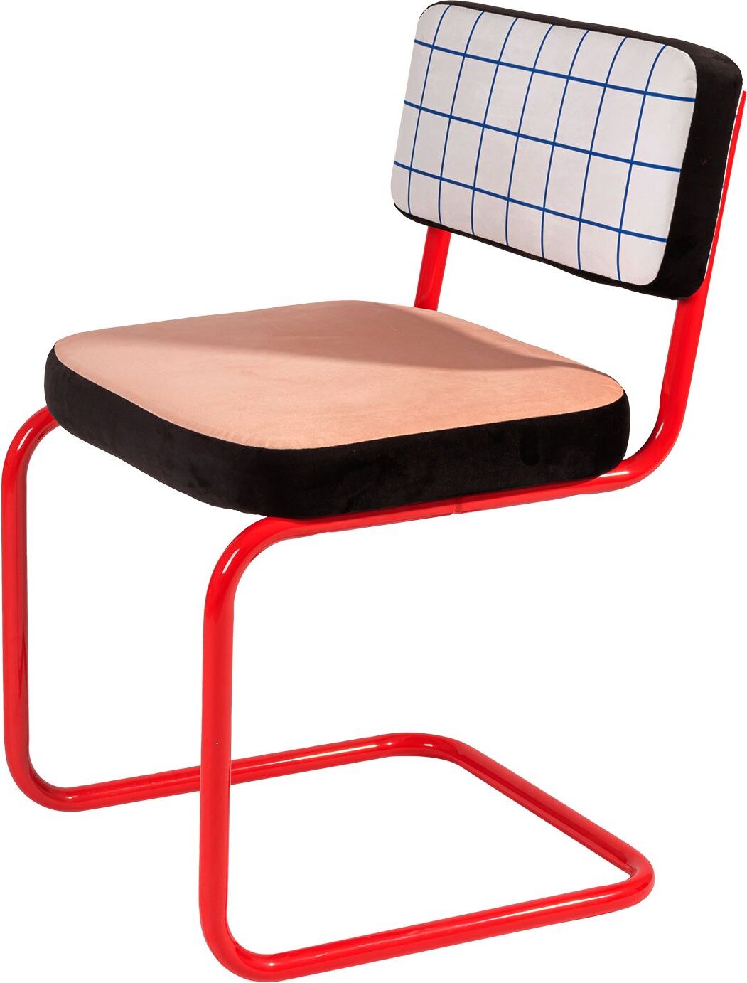 Seletti Superchair Stuhl kariert mit rotem Rahmen