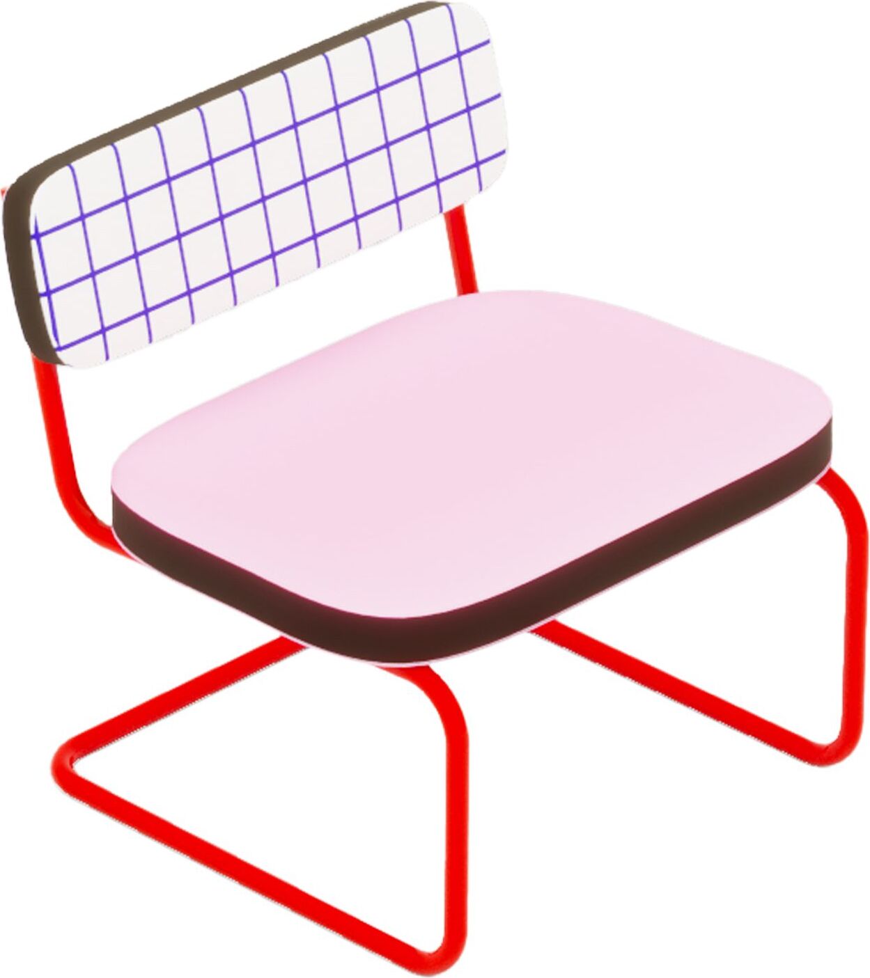 Seletti Superlounge Chair Stuhl kariert blau mit rotem Rahmen