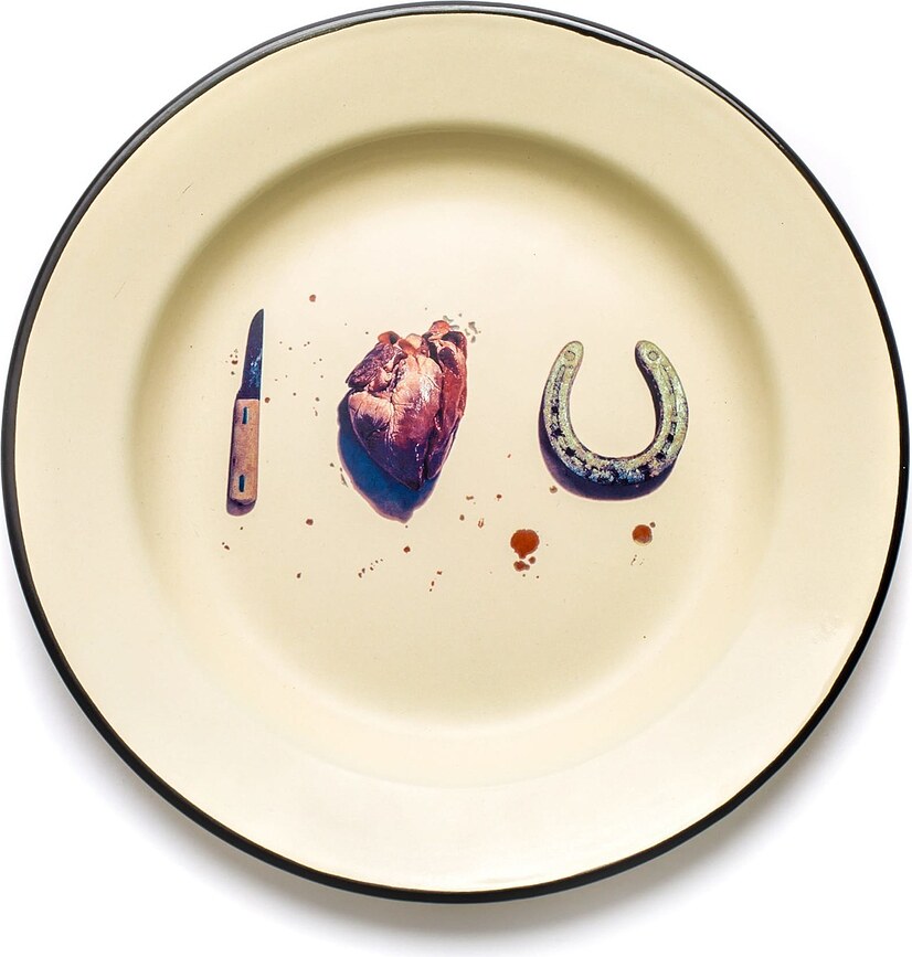 Seletti Wears Toiletpaper Assiette émaillée, motif I Love You