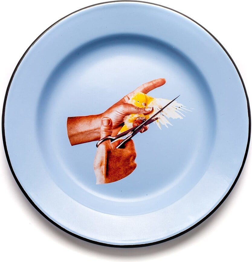 Seletti Wears Toiletpaper Assiette émaillée, motif Oiseau