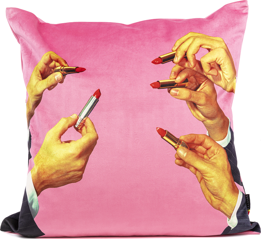 Seletti Wears Toiletpaper Coussin, motif Lipsticks, rose