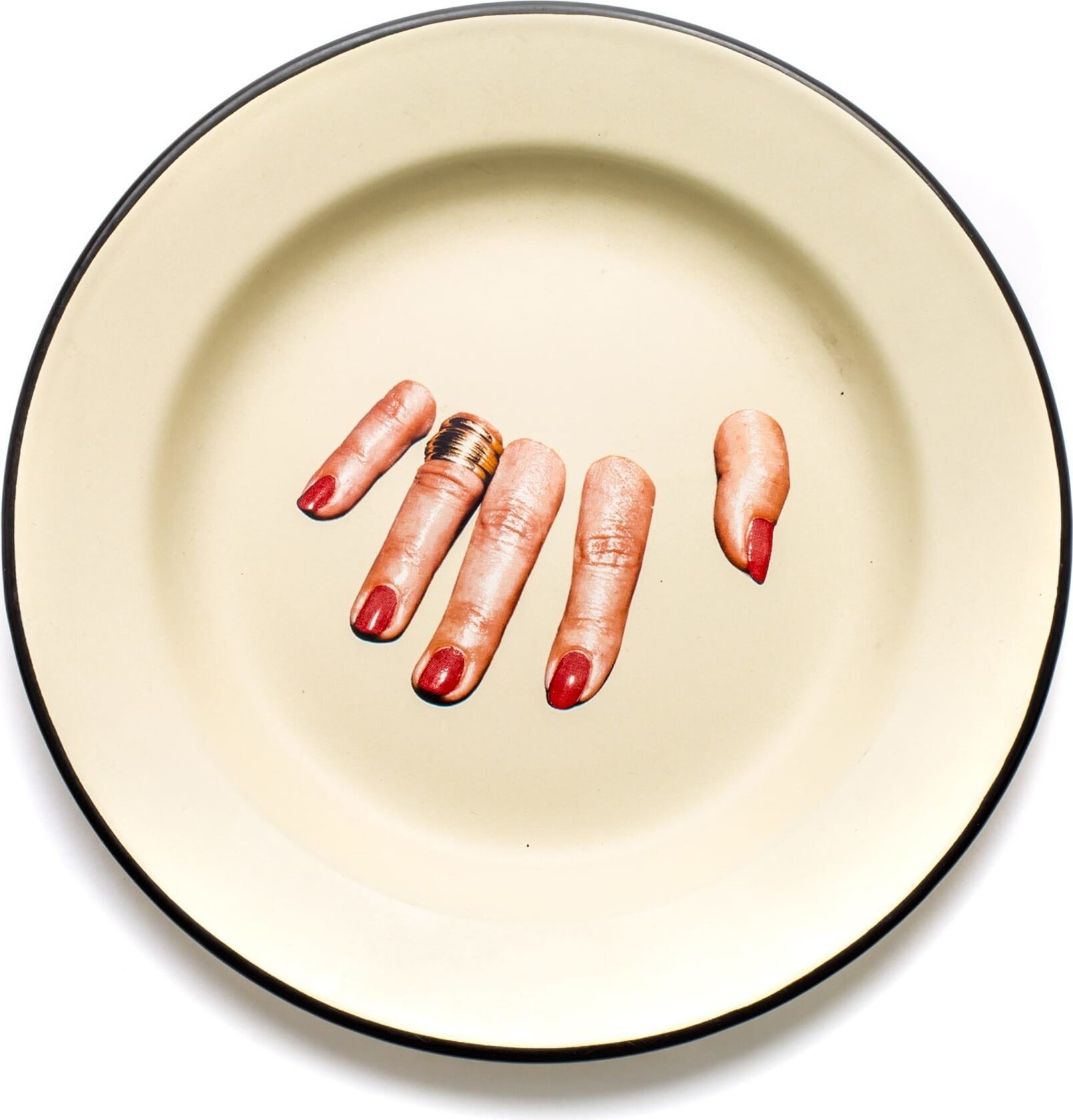 Seletti Wears Toiletpaper Fingers Teller emailliert