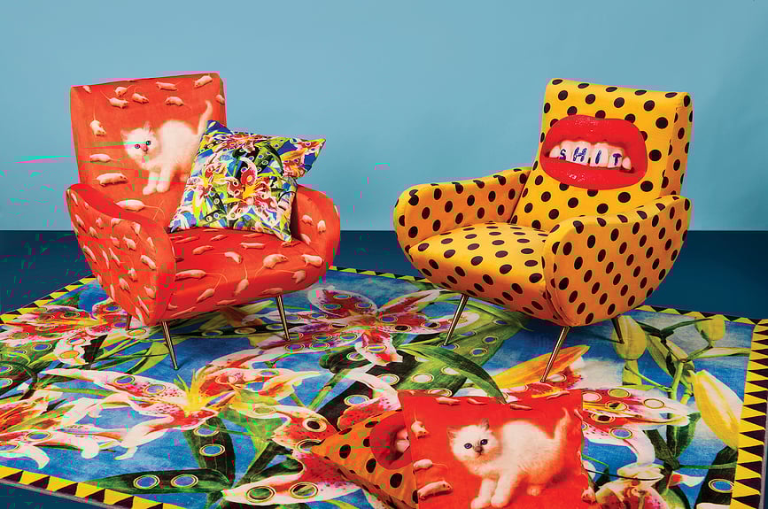 Seletti Wears Toiletpaper Housse de Coussin, motif Serpents