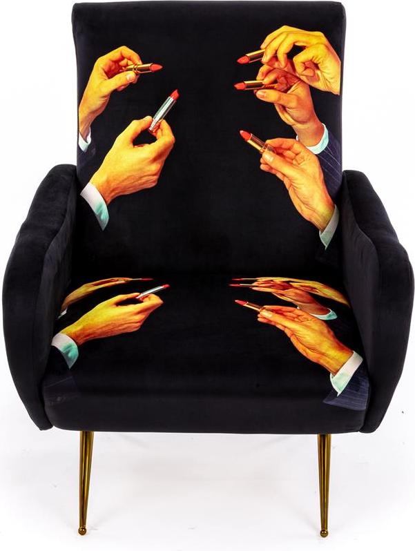 Seletti Wears Toiletpaper Lipstick Black Sessel mit hoher Rückenlehne