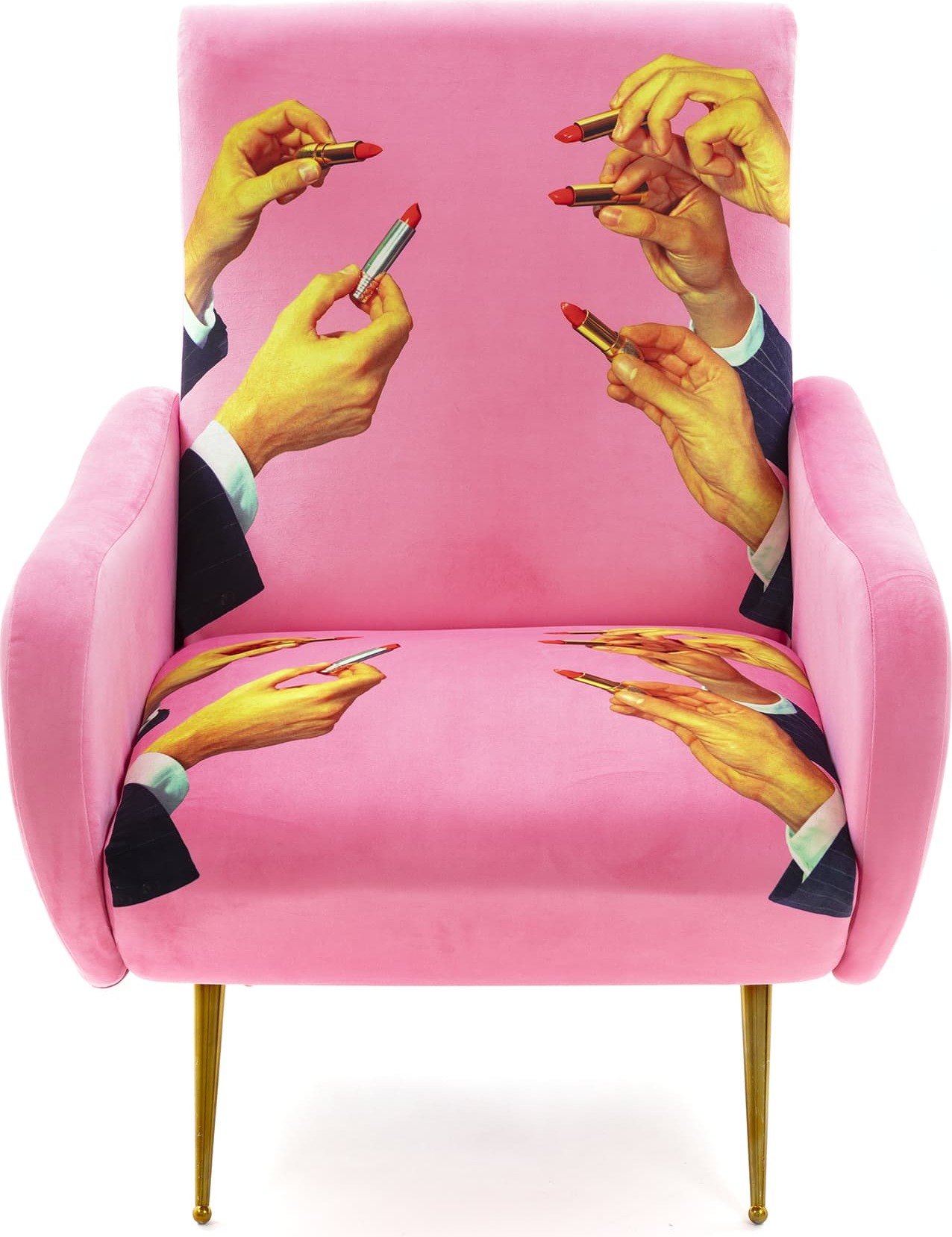 Seletti Wears Toiletpaper Lipsticks Pink Sessel mit hoher Rückenlehne