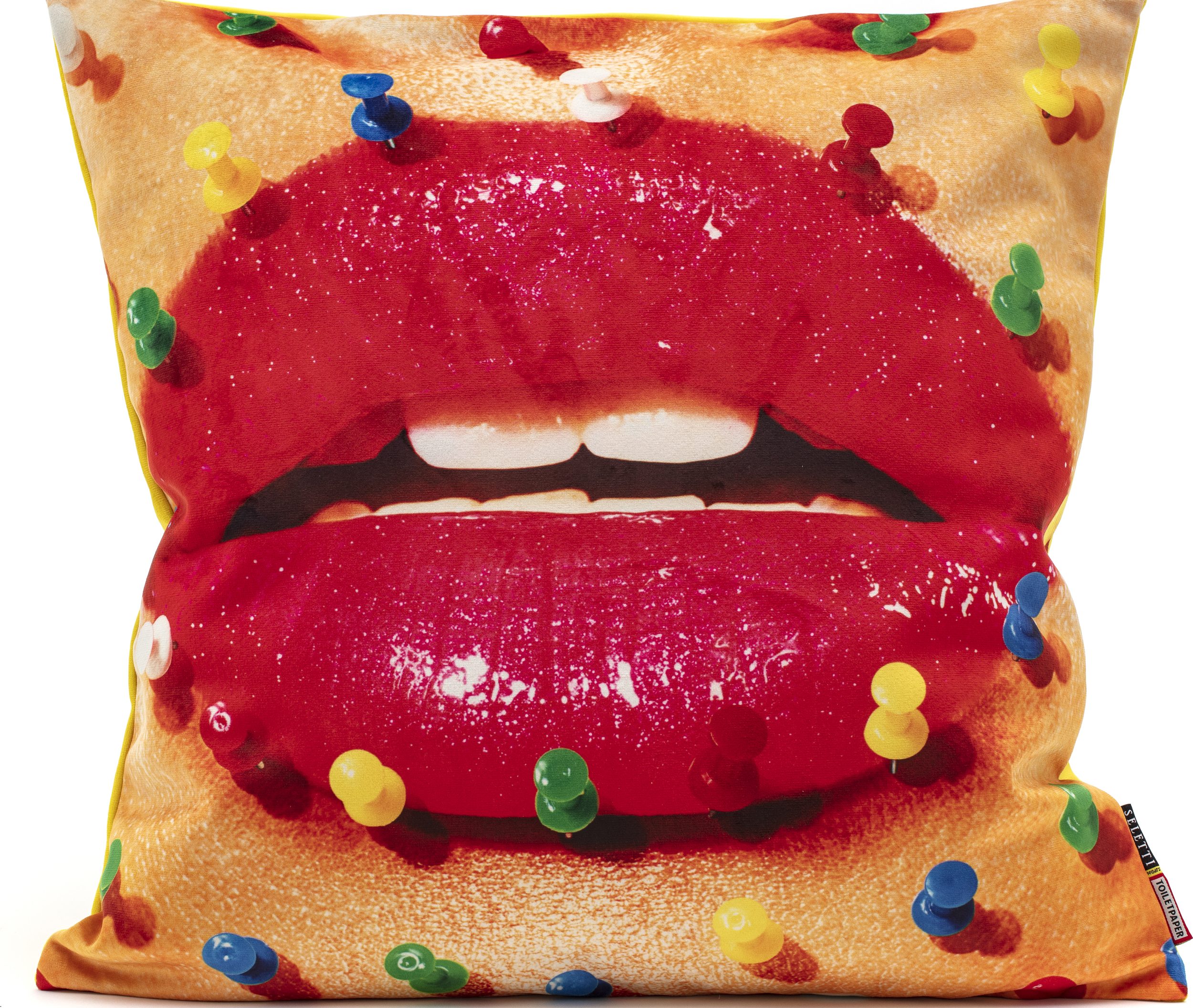 Seletti Wears Toiletpaper Mouth with Pins Kissenbezug