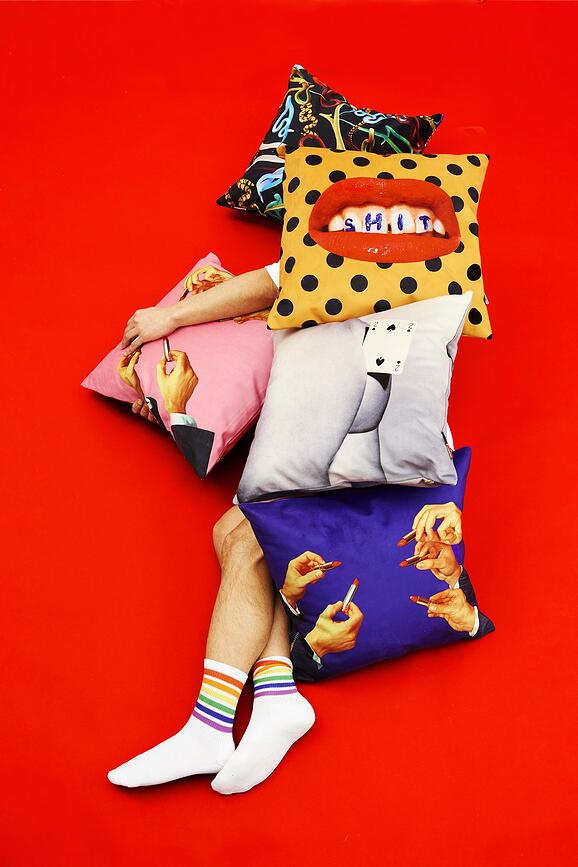 Seletti Wears Toiletpaper Coussin Lipsticks, noir