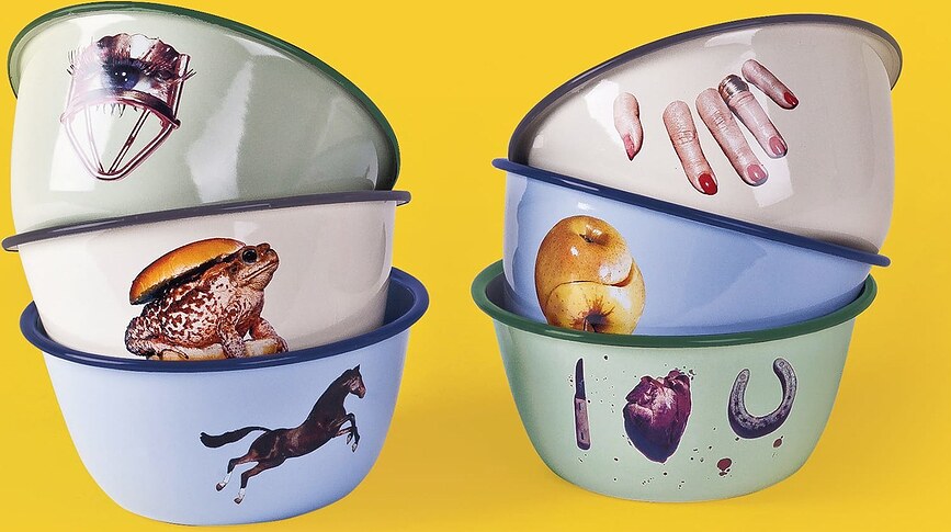 Seletti Wears Toiletpaper Miska emalirana, vzorec žaba