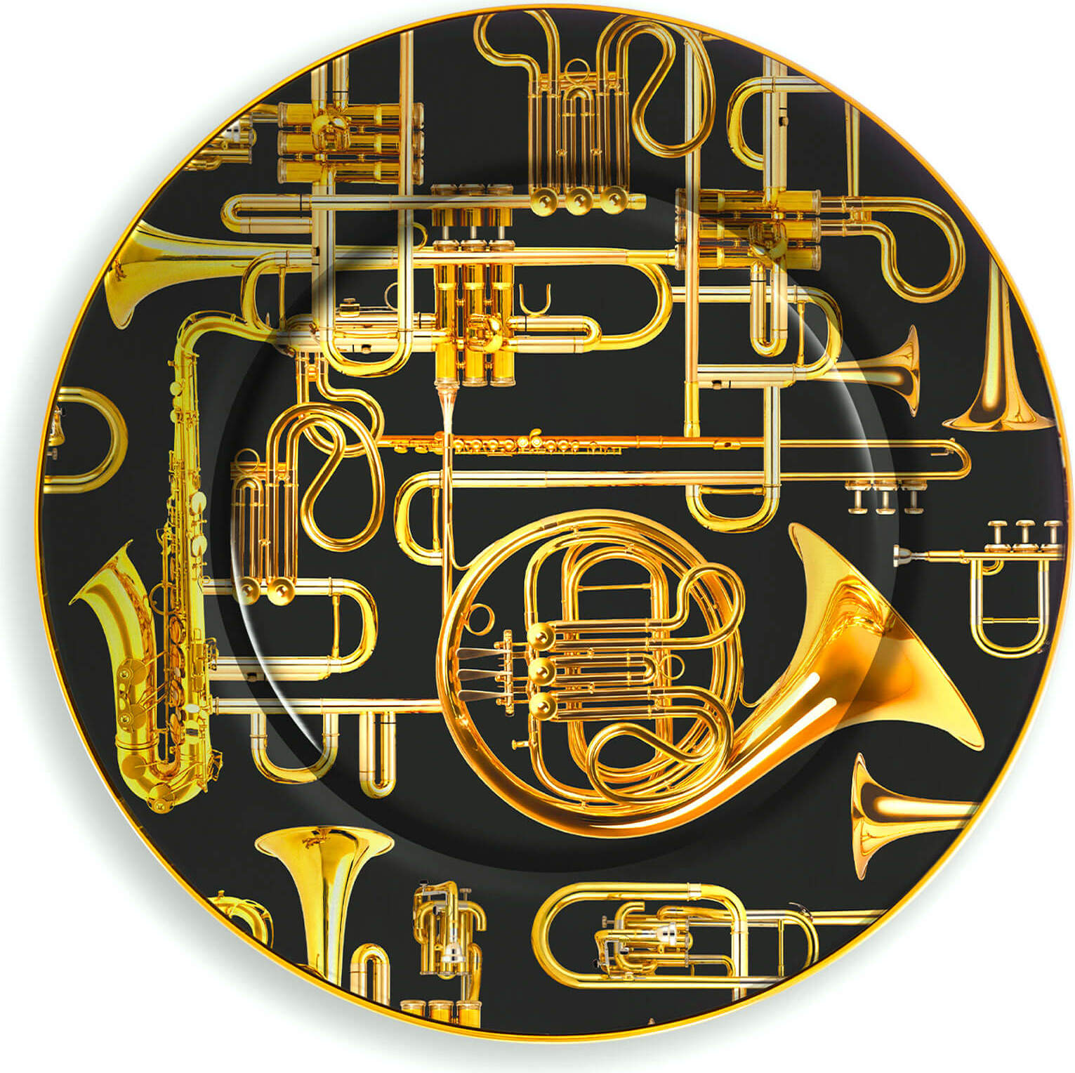Seletti Wears Toiletpaper Trumpets Teller mit goldfarbenem Rand