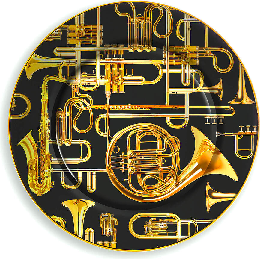 Seletti Wears Toiletpaper Trumpets Teller mit goldfarbenem Rand