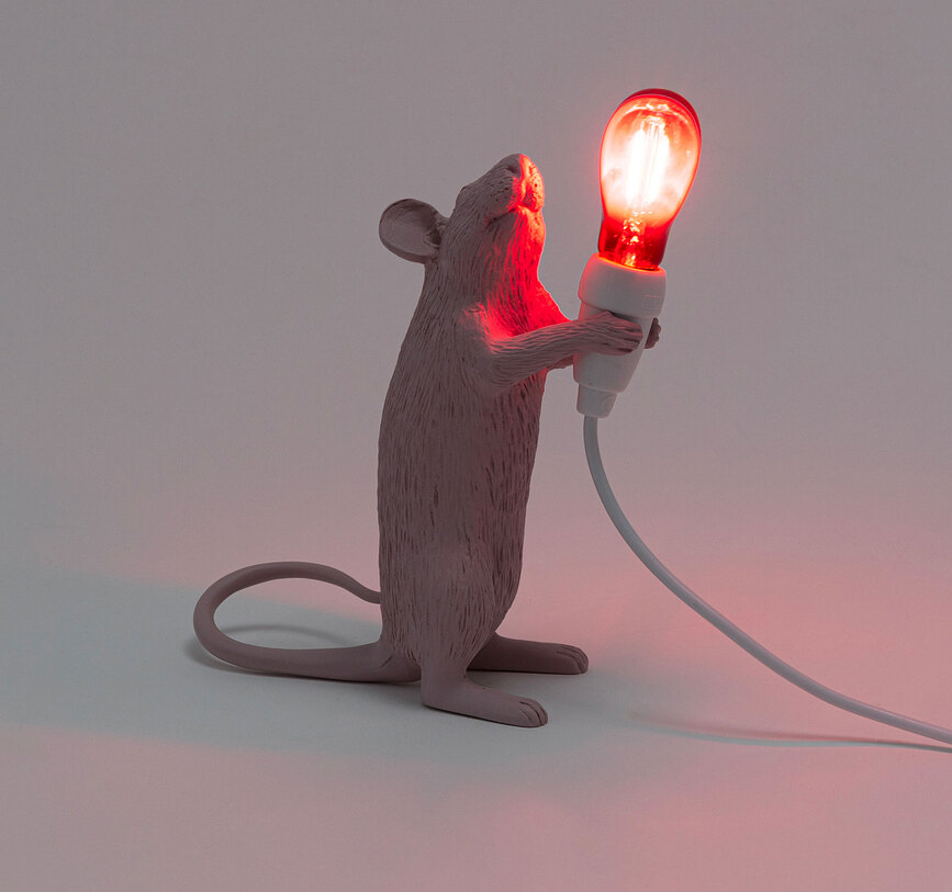 Svetilka Mouse Valentine roza z USB vtičnico