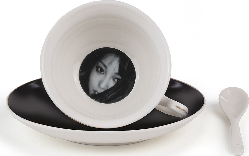 Taza de Té Lady Tarin Stripes, con platillo y cuchara