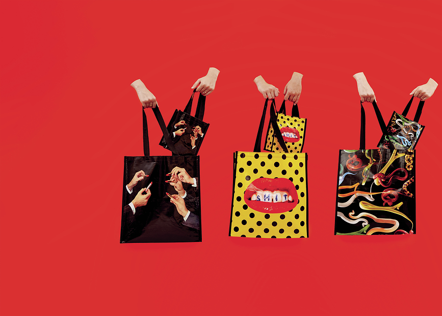 Toiletpaper Τσάντα Tiny Bag, σχέδιο Mini Lipsticks, μαύρη