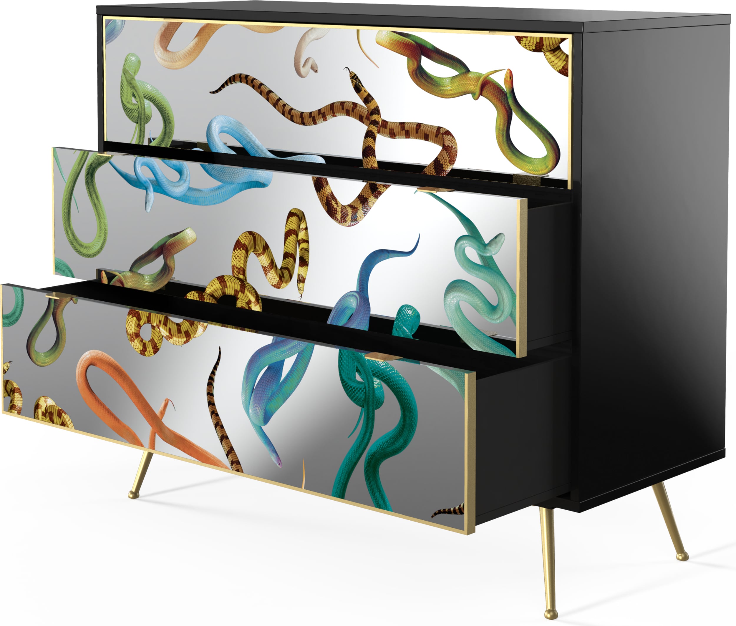 Toiletpaper Snakes Schrank mit 3 Schubladen