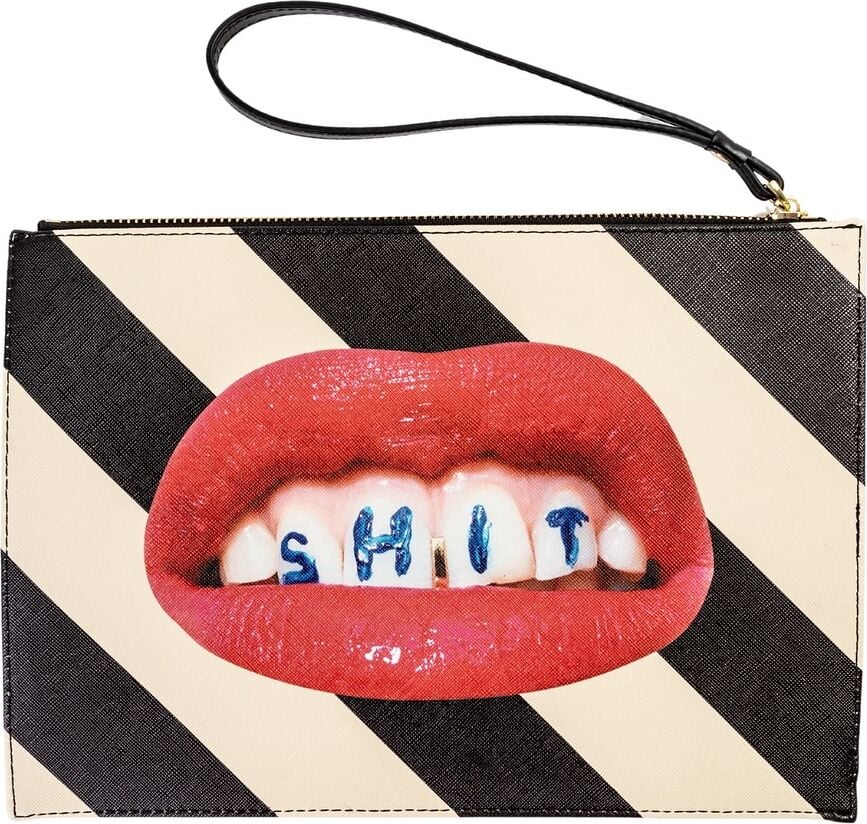 Torebka Toiletpaper Stripes Shit płaska 28 cm z uchwytem