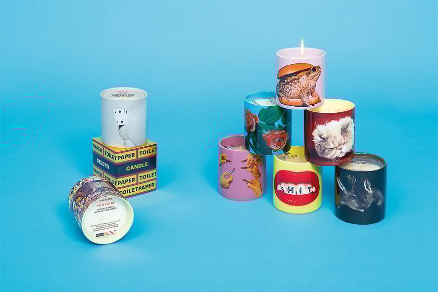Vela aromática Seletti Wears Toiletpaper, diseño Spaghetti