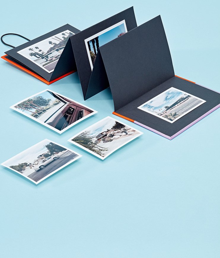 Álbum de fotos tipo Leporello Cutting Edge, marrón-azul