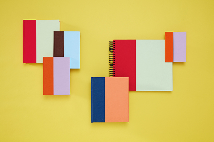 Álbum de fotos tipo Leporello Cutting Edge, marrón-azul