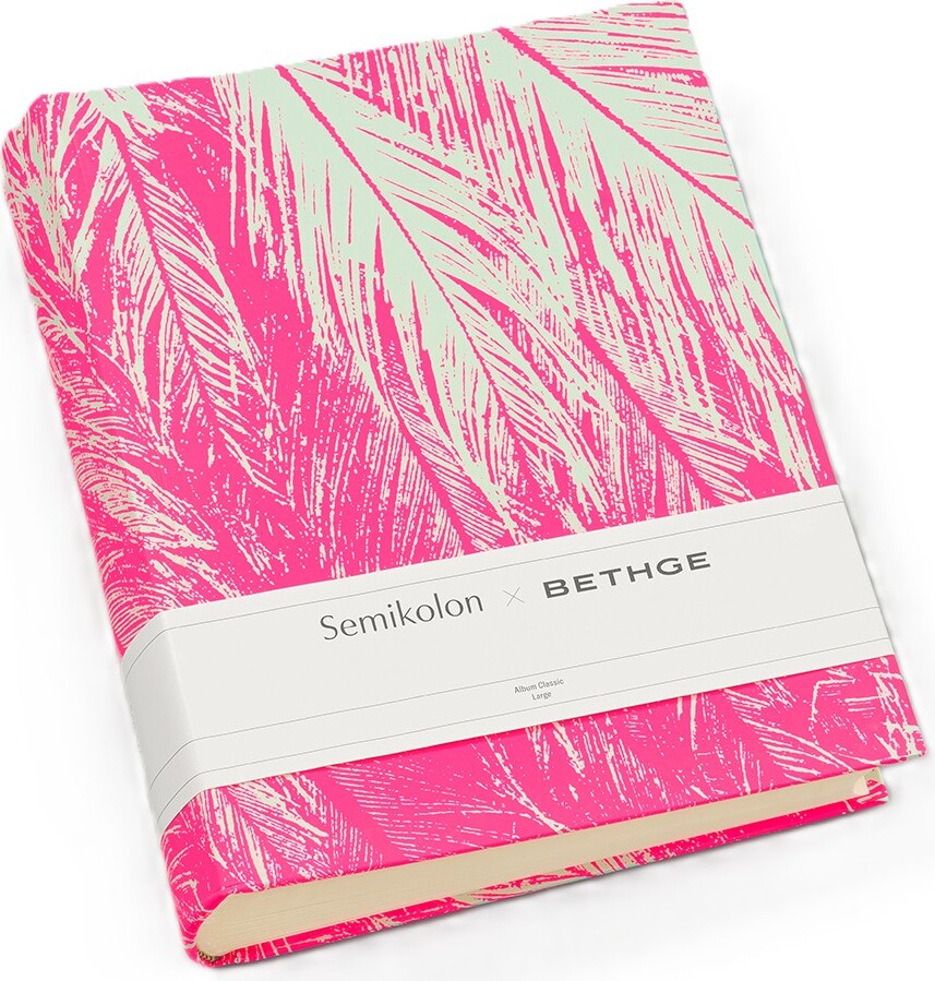 Bethge x Semikolon Pfauenfeder Fotoalbum 24,5 x 30,5 cm, rosa