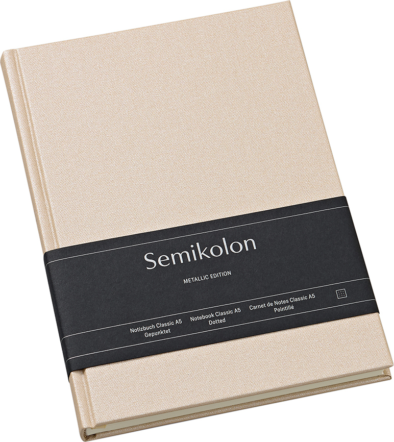 Classic Metallic Edition Notizbuch punktiert A5, cremefarben