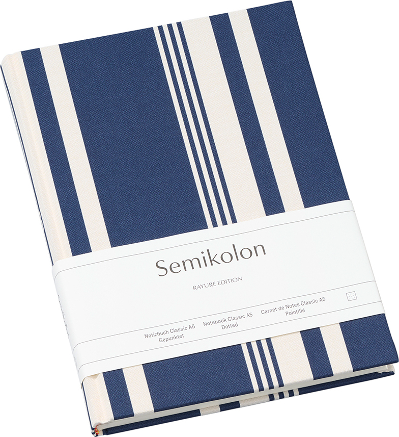 Classic Rayure Edition Notizbuch gepunktet A5, meerblau