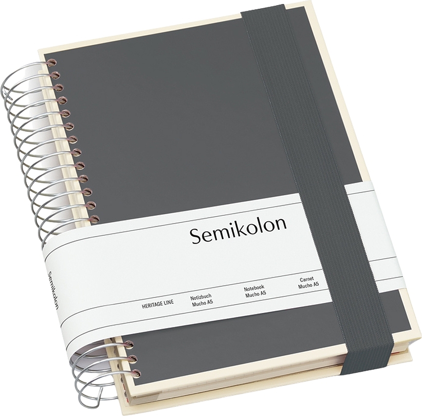 Cuaderno de espiral Die Kante Mucho, A5, gris oscuro, 3 en 1