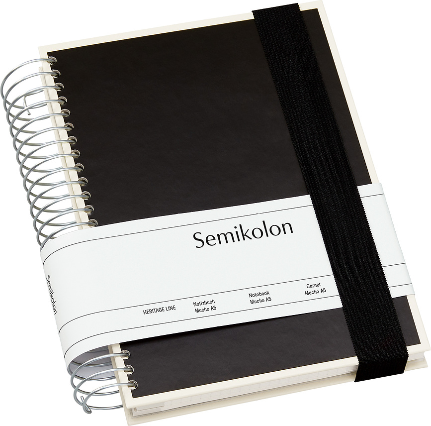 Die Kante Mucho Carnet de notes à spirale, A5, noir, 3-en-1