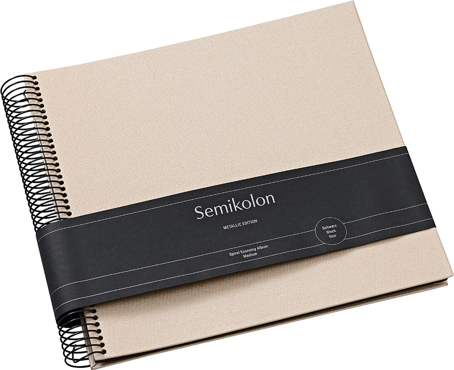 Economy Metallic Edition Fotoalbum 23 x 24,5 cm, cremefarben, mit schwarzen Seiten
