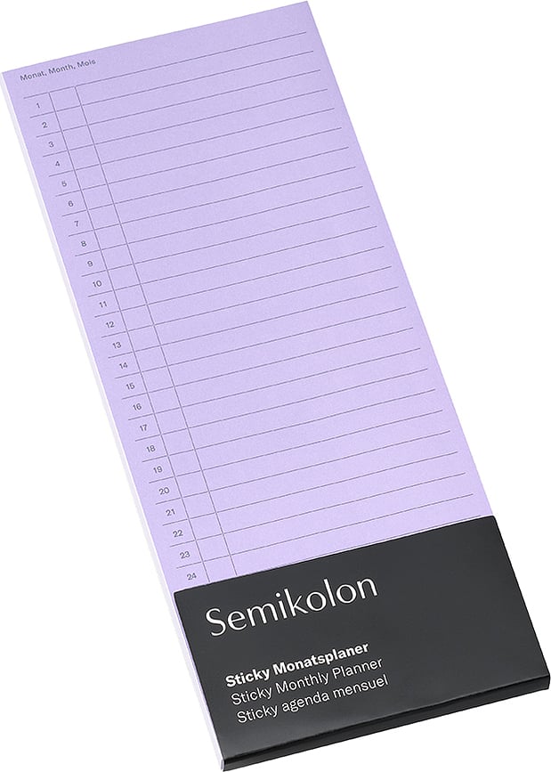 Měsíční samolepicí plánovač Semikolon, lila
