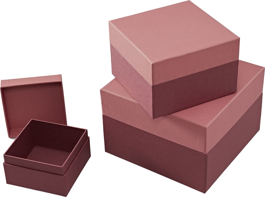 Natural Affair Boîtes cadeaux, rose et bordeaux, Lot de 3