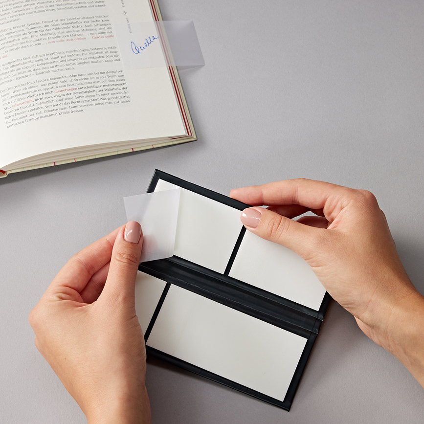 Notas Adhesivas transparentes Semikolon, con estuche