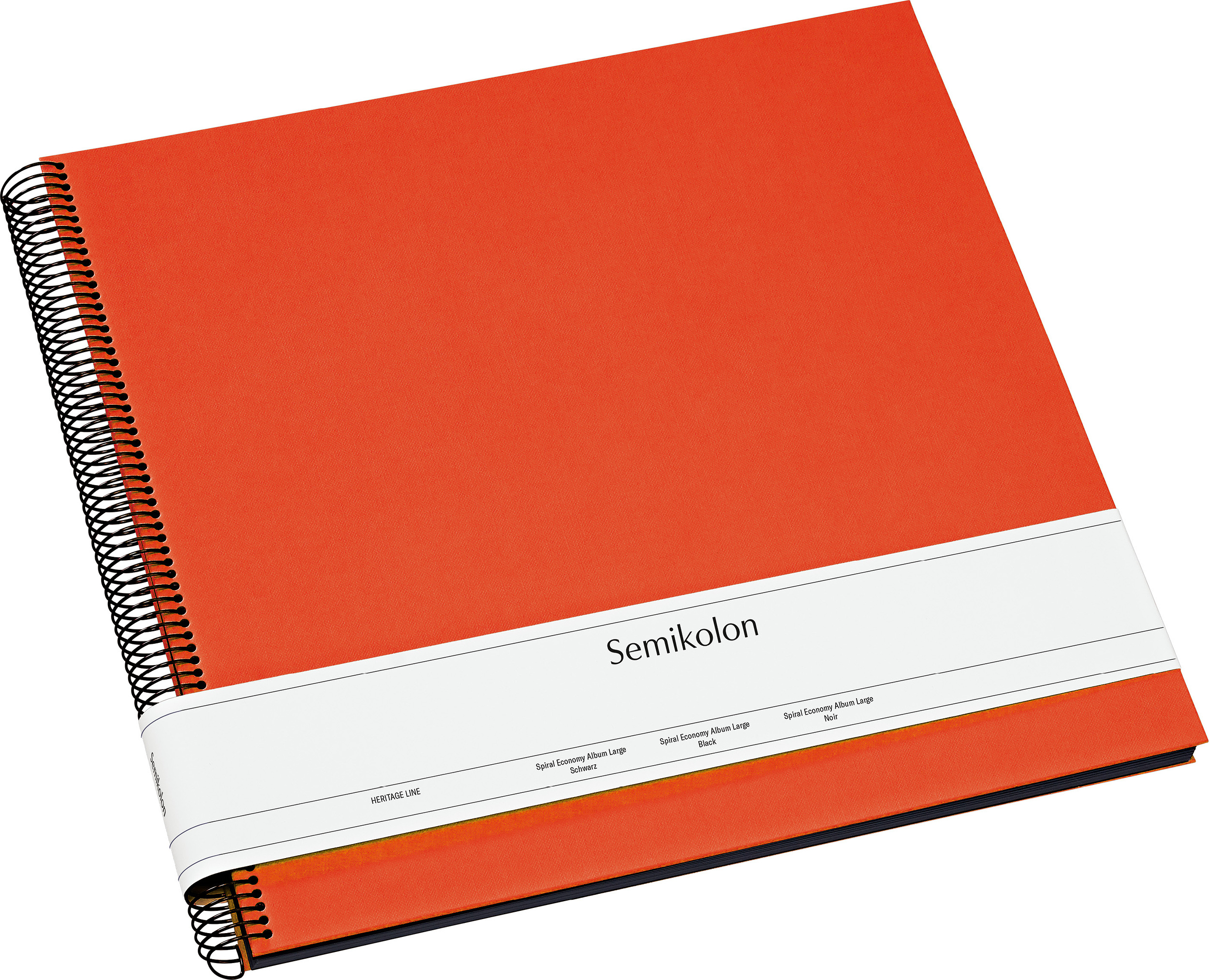 Uni Economy Fotoalbum groß orangefarben mit schwarzen Karten