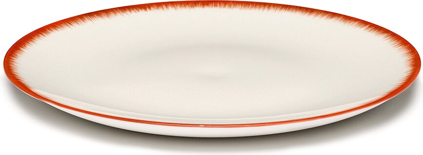 Assiettes de table, 28 cm, rouge et blanc, Lot de 2