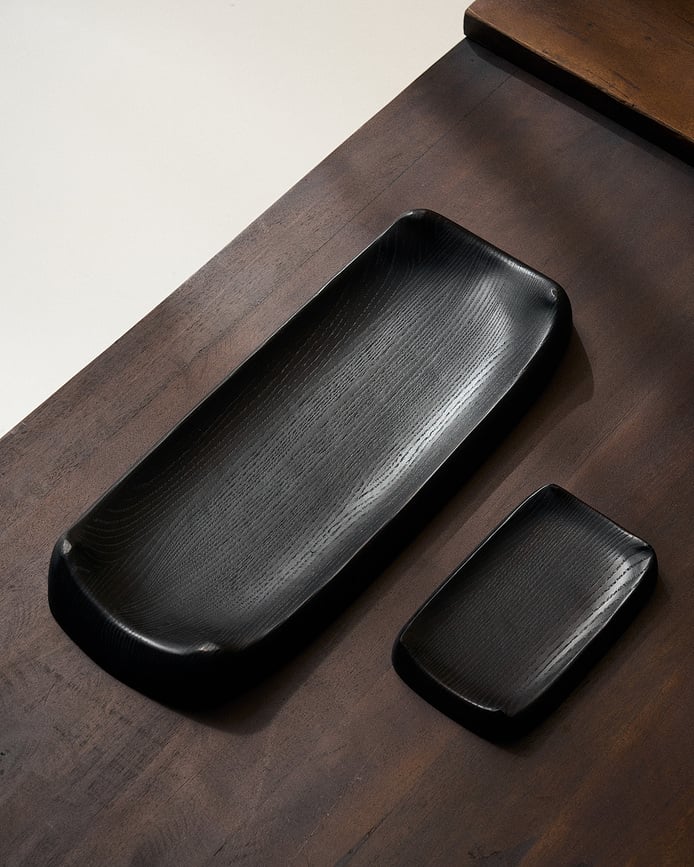 Bandeja decorativa Out of Lines, talla L, negra