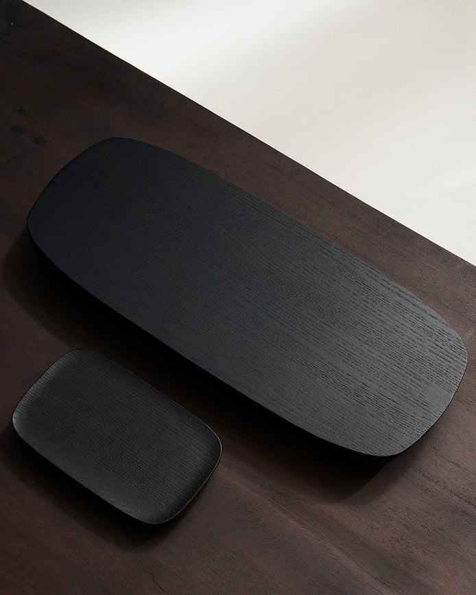 Bandeja decorativa Out of Lines, talla L, negra