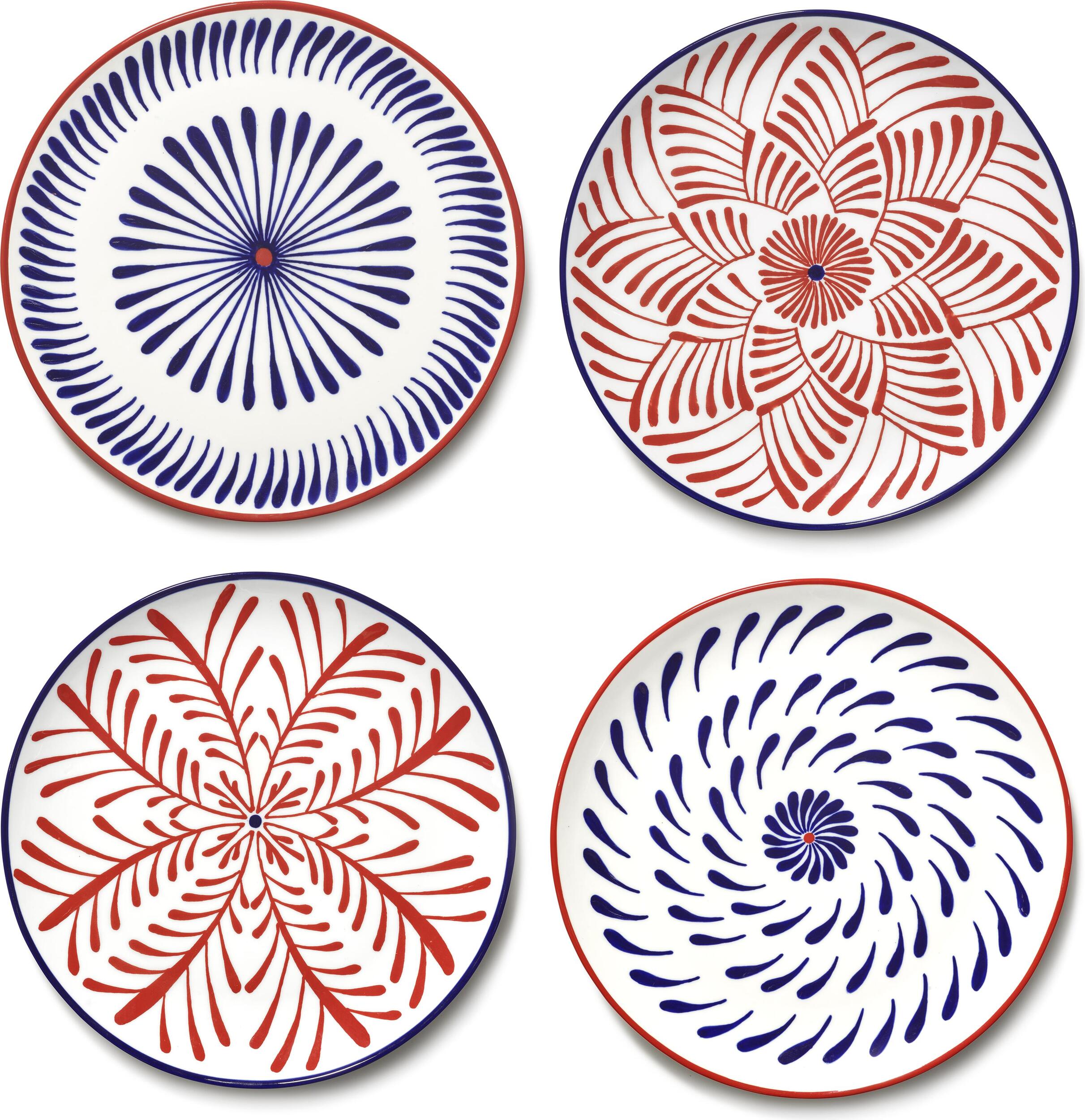 Bazaar Speiseteller 27 cm, rot-blau, 4 St.