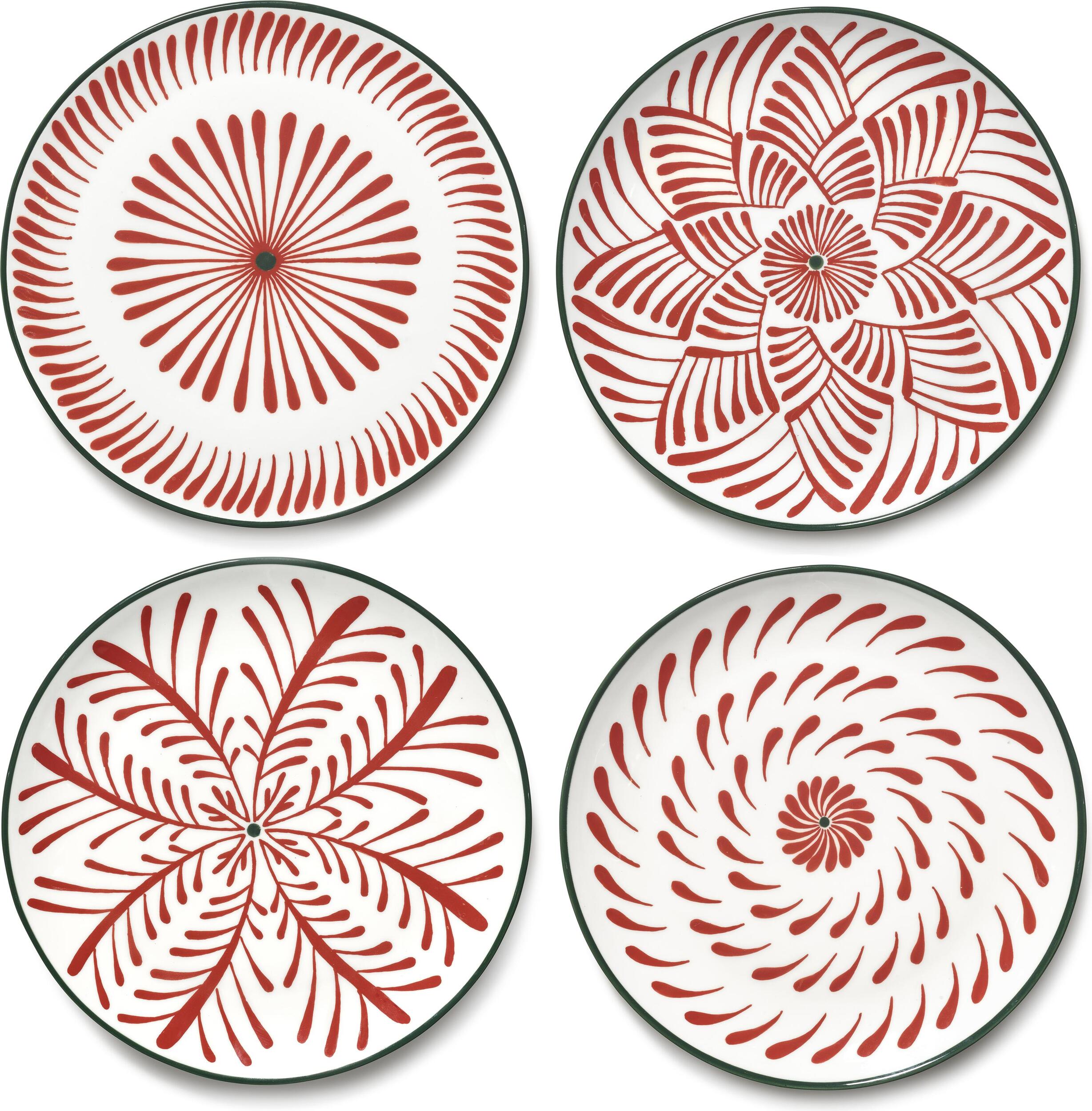 Bazaar Speiseteller 27 cm, rot-grün, 4 St.
