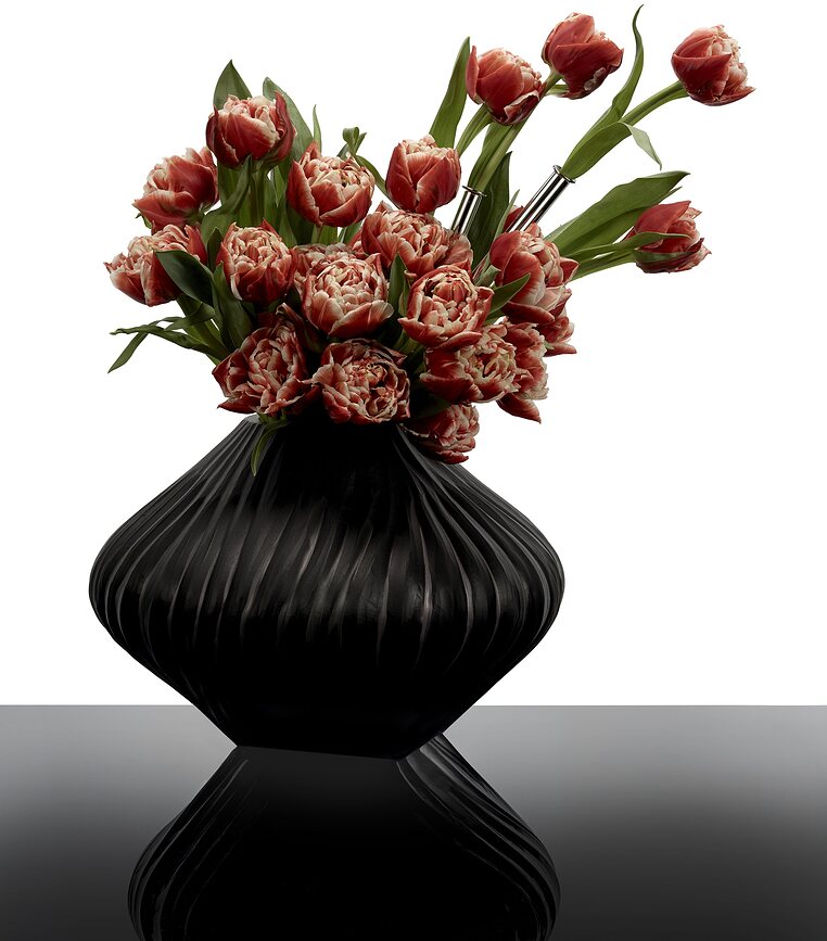 Βάζο Josephine γυάλινο 23,6 cm μαύρο ματ